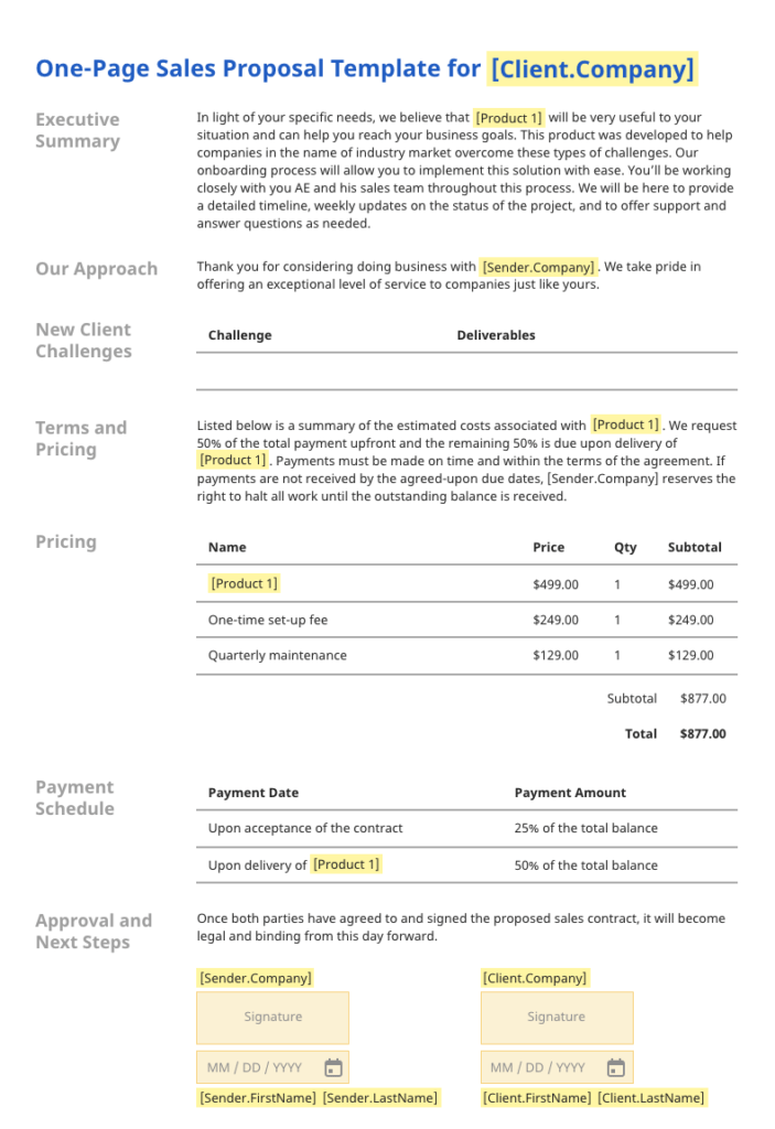 Detail One Page Proposal Template Nomer 3
