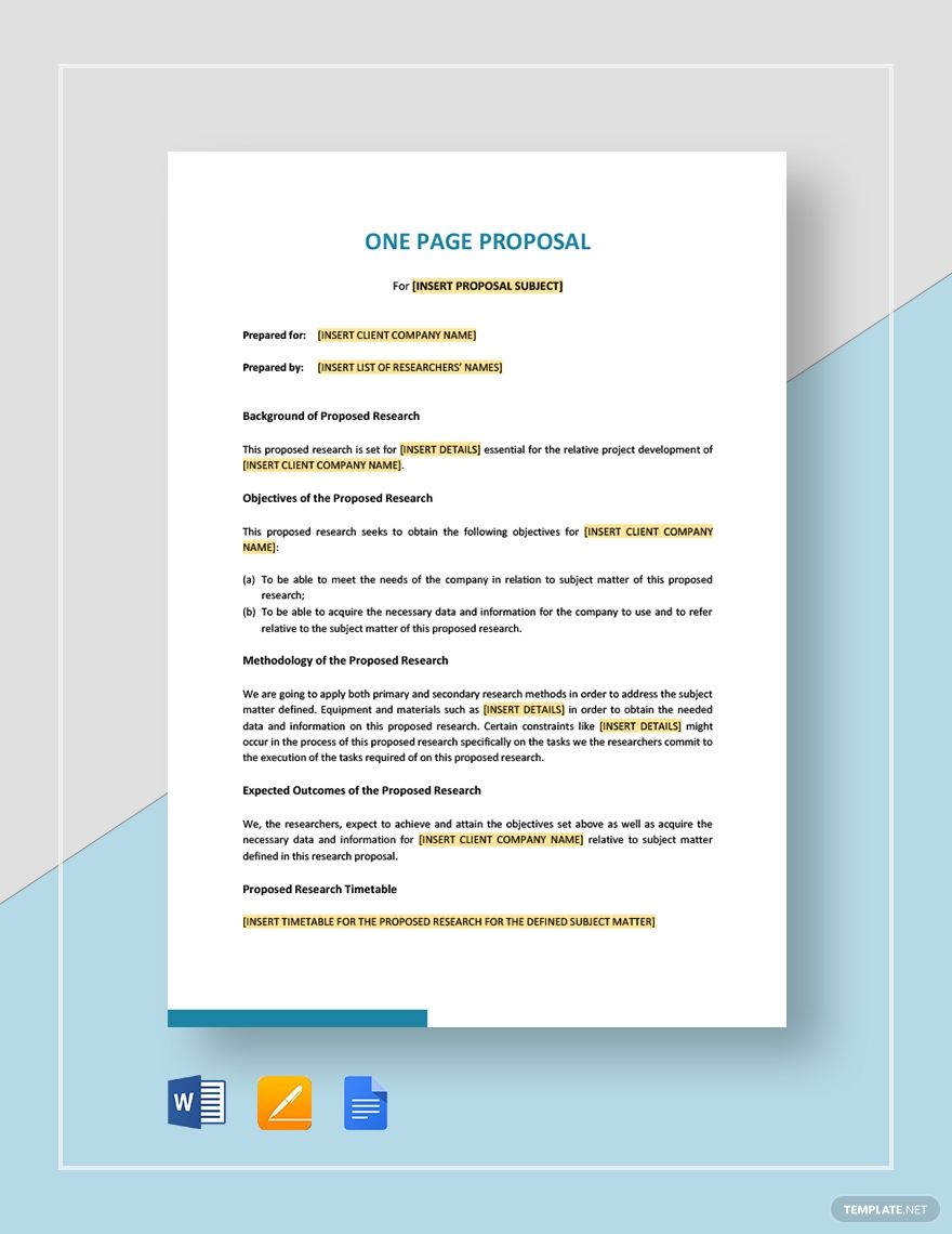 Detail One Page Proposal Template Nomer 21