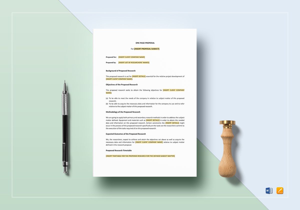 Detail One Page Proposal Template Nomer 31