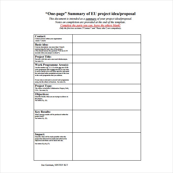 Detail One Page Proposal Template Nomer 38