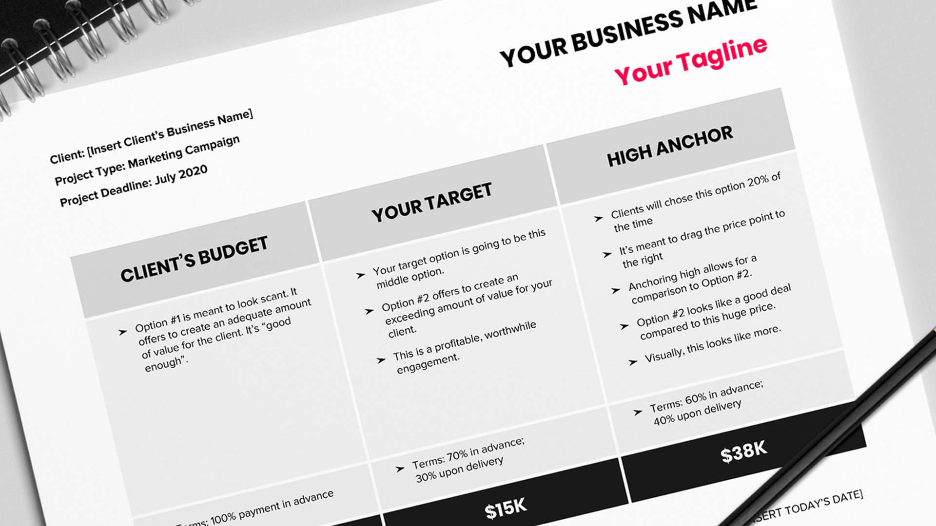Detail One Page Proposal Template Nomer 44