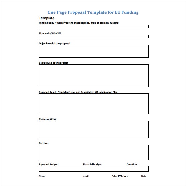 Detail One Page Proposal Template Nomer 7