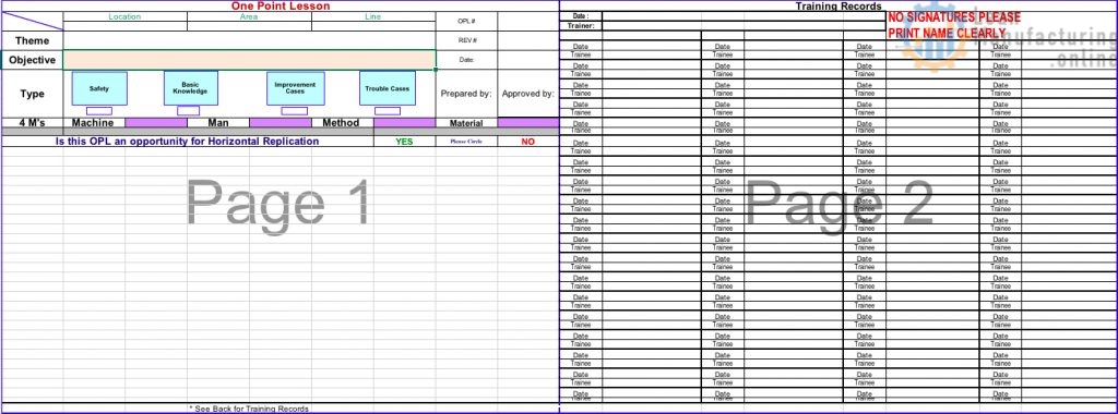 Detail One Point Lesson Excel Template Nomer 3