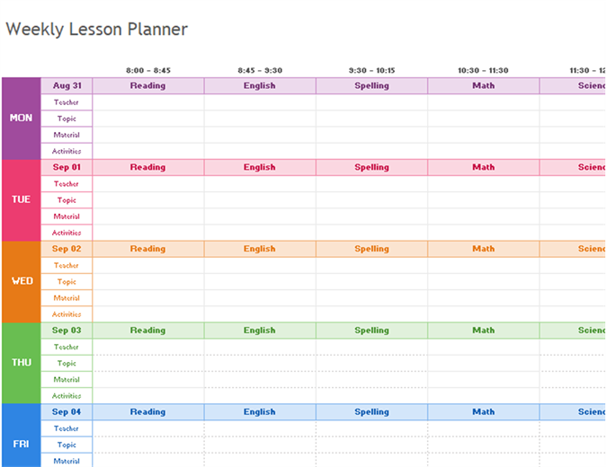 Detail One Point Lesson Excel Template Nomer 21