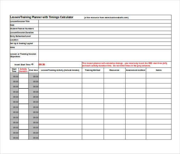 Detail One Point Lesson Excel Template Nomer 31
