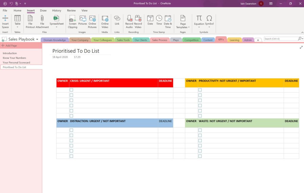 Detail Onenote Task Management Template Nomer 26