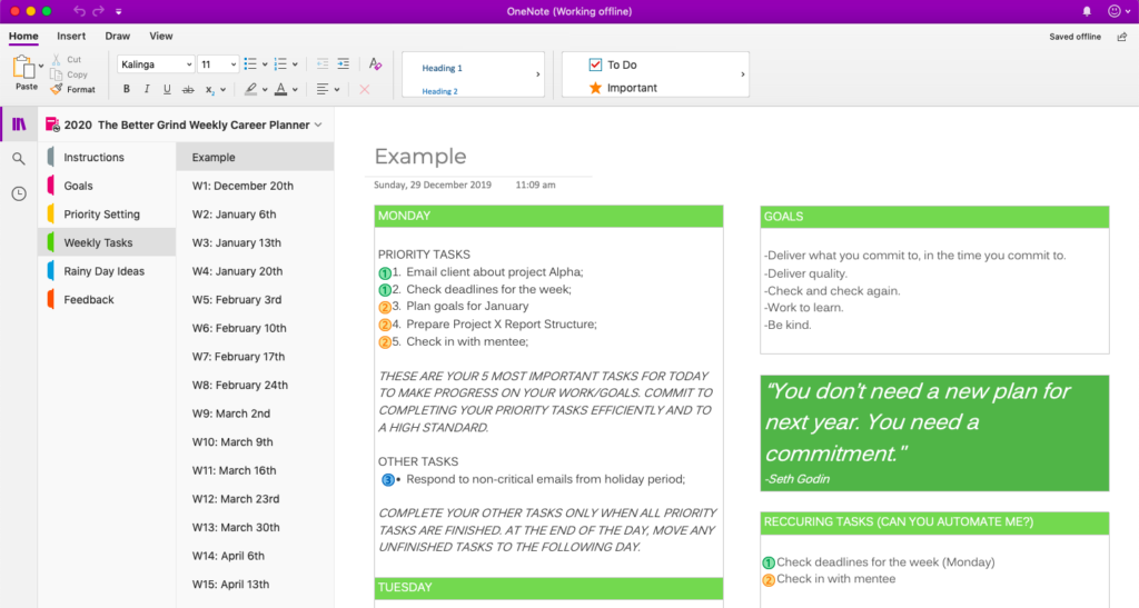 Detail Onenote Task Management Template Nomer 33