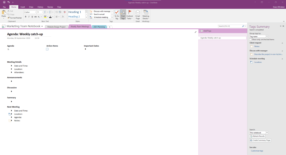 Detail Onenote Task Management Template Nomer 36