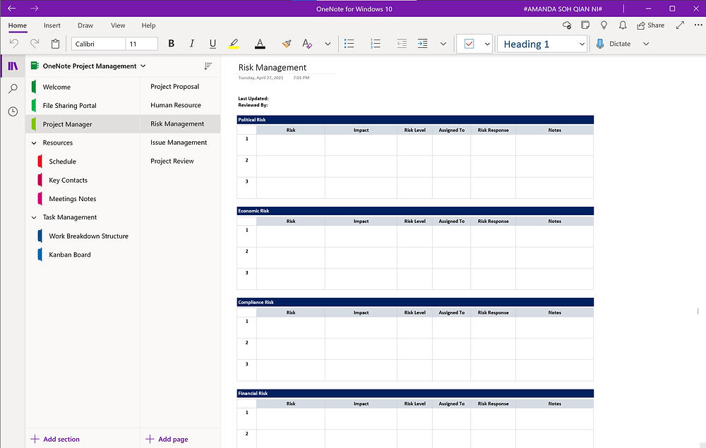 Detail Onenote Task Management Template Nomer 44