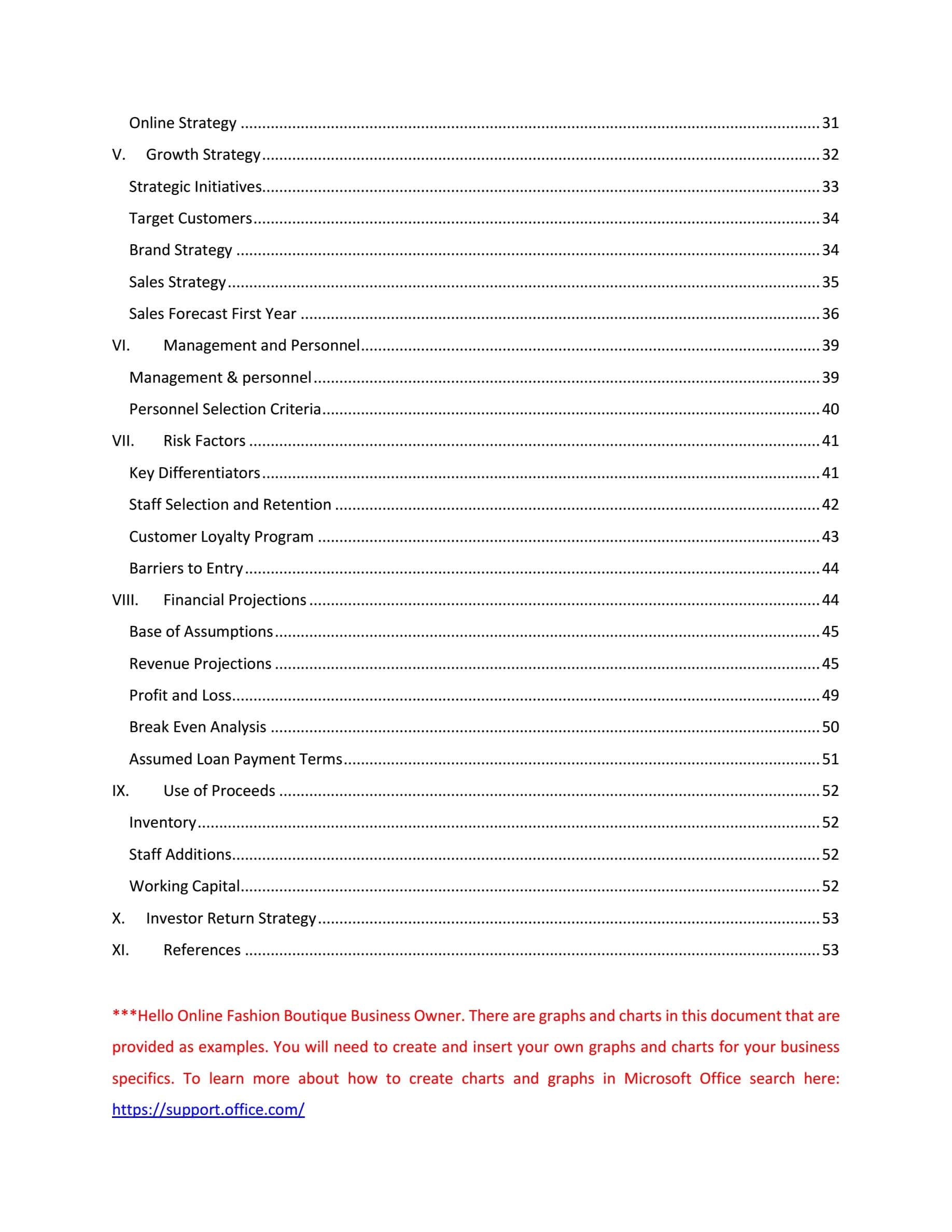 Detail Online Clothing Store Business Plan Template Nomer 18