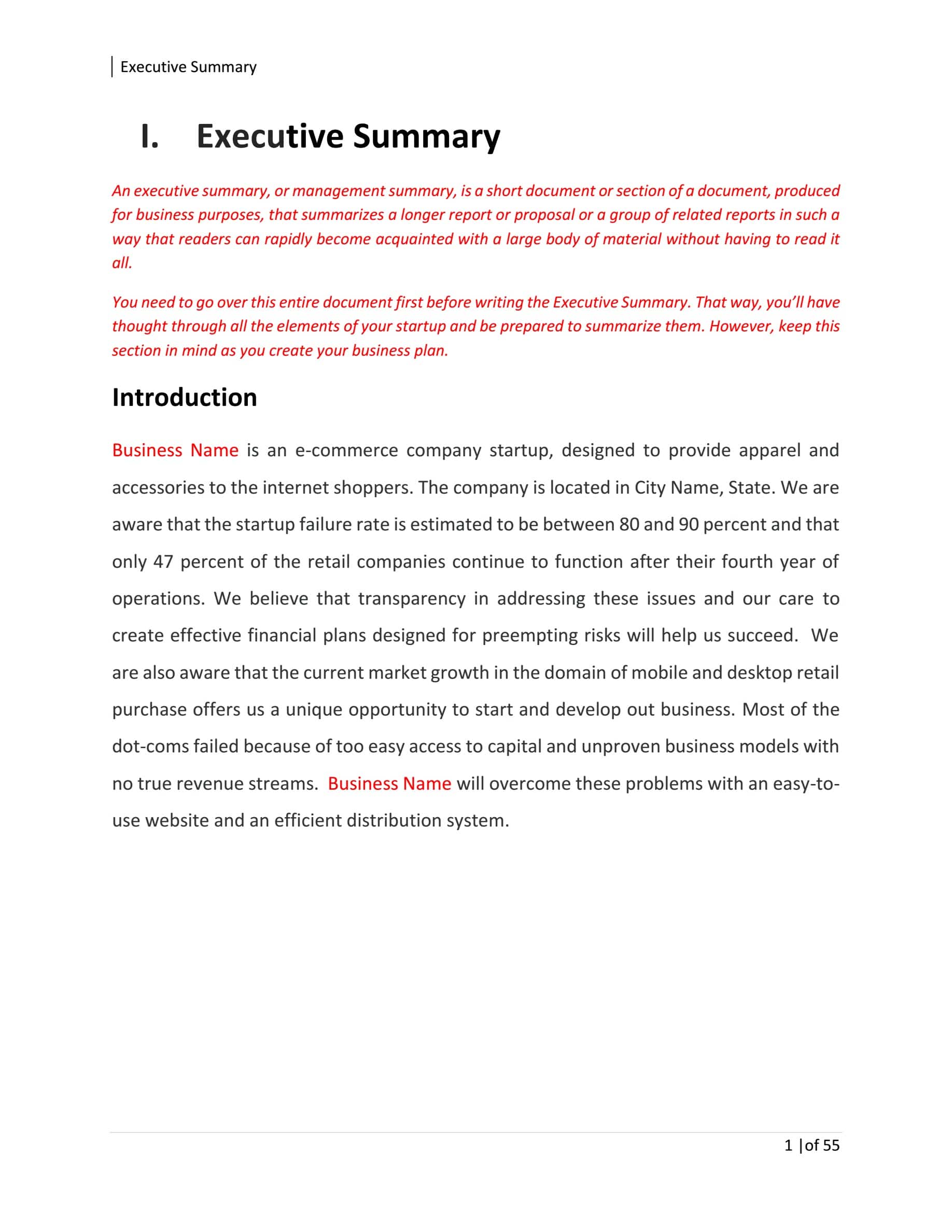 Detail Online Clothing Store Business Plan Template Nomer 21