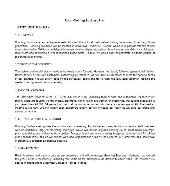 Detail Online Clothing Store Business Plan Template Nomer 22