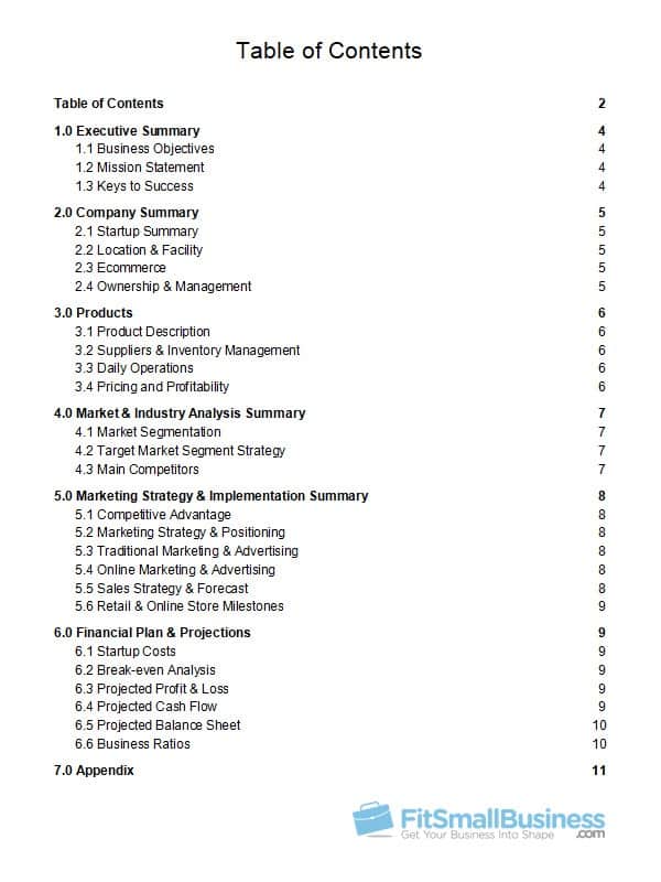 Detail Online Clothing Store Business Plan Template Nomer 5