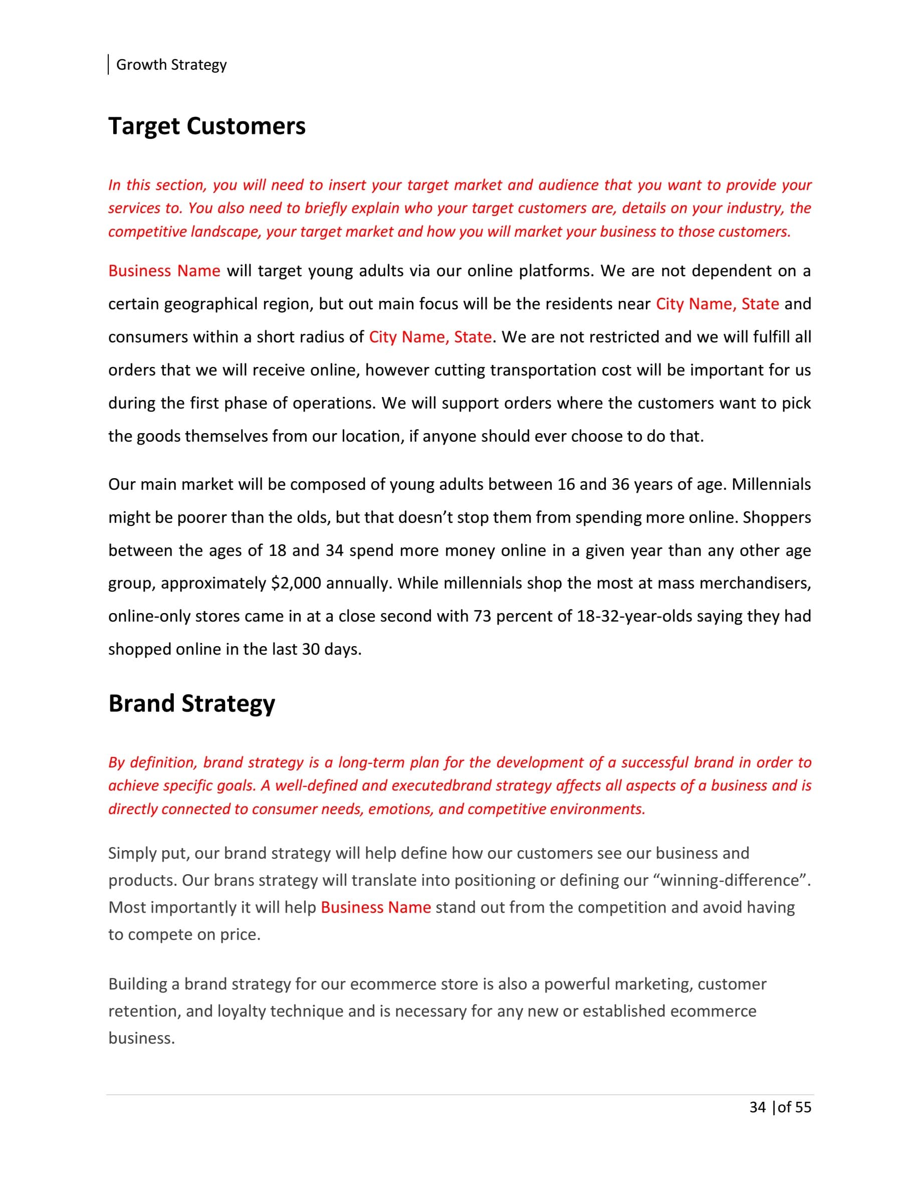 Detail Online Clothing Store Business Plan Template Nomer 41