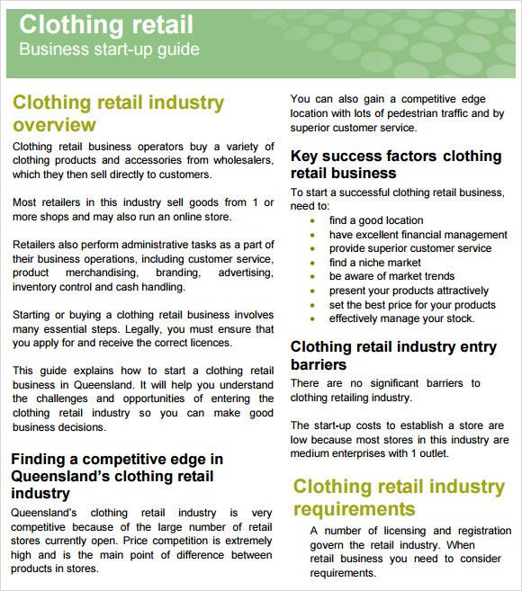 Detail Online Clothing Store Business Plan Template Nomer 7