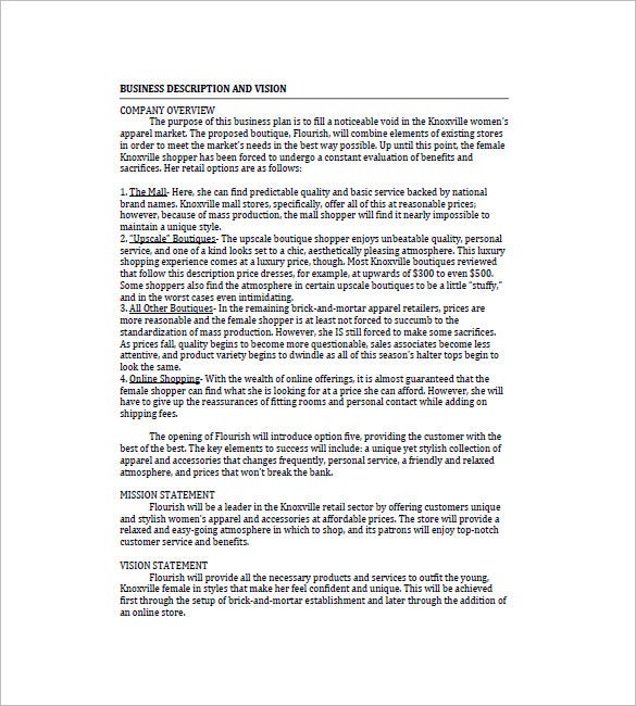 Detail Online Clothing Store Business Plan Template Nomer 9