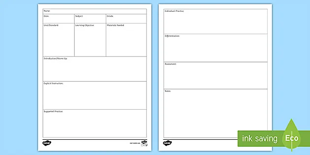 Detail Online Lesson Plan Template Nomer 25