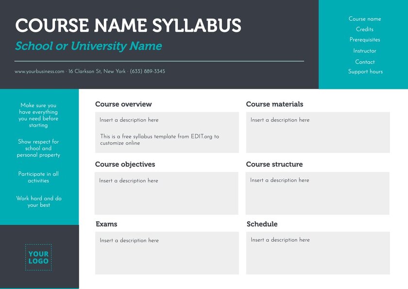 Detail Online Syllabus Template Nomer 53