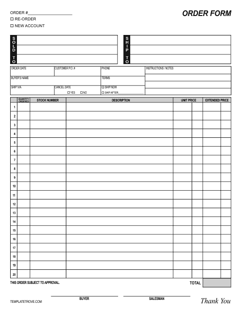 Detail Order Form Template Nomer 25