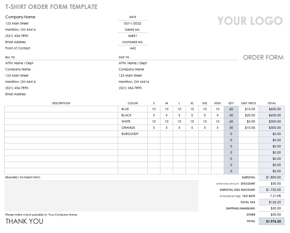 Detail Order Form Template Nomer 30