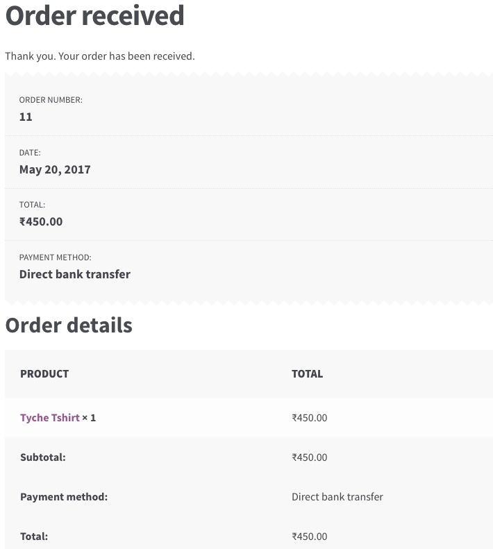 Order Received Template Woocommerce - KibrisPDR