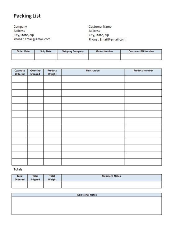 Detail Packing List Template Nomer 25