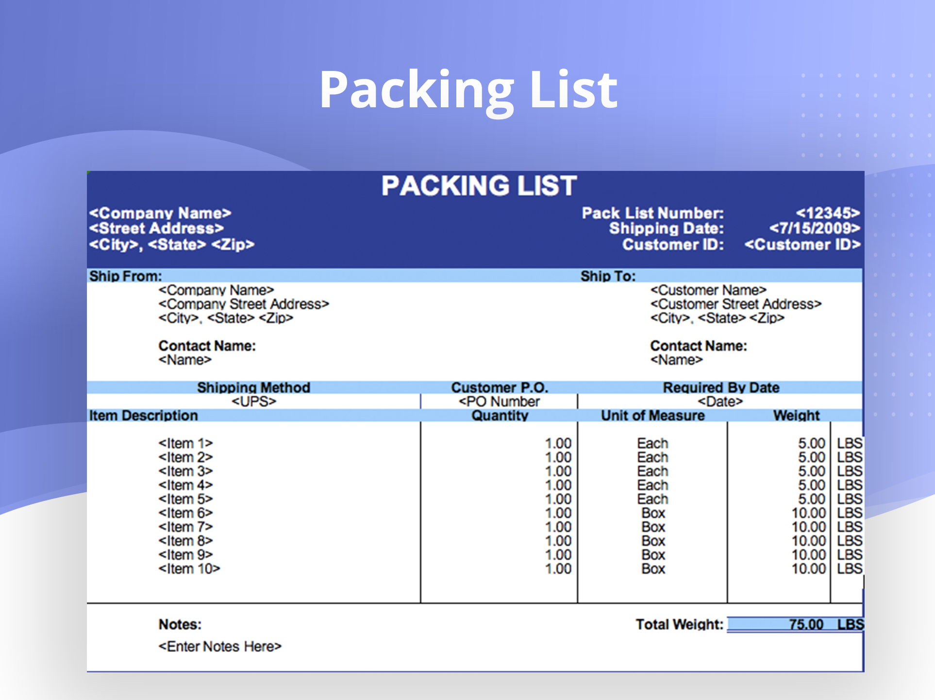 Detail Packing List Template Nomer 28