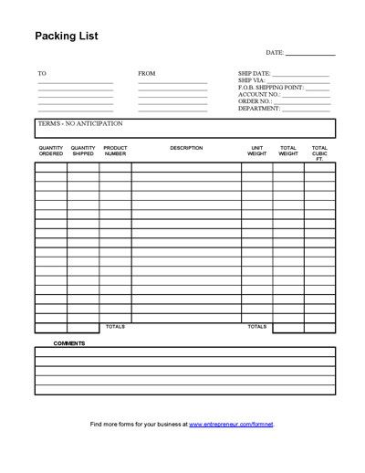 Detail Packing List Template Nomer 29