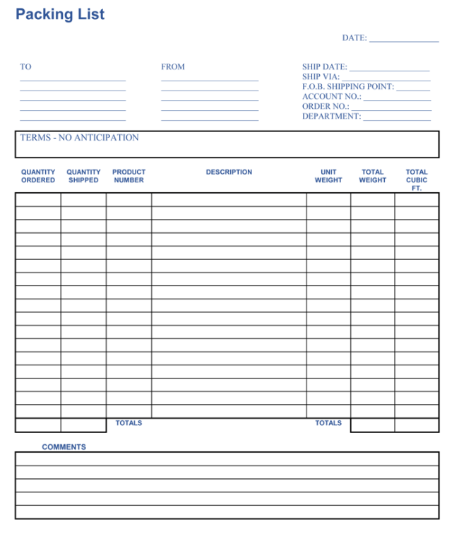 Detail Packing List Template Nomer 34