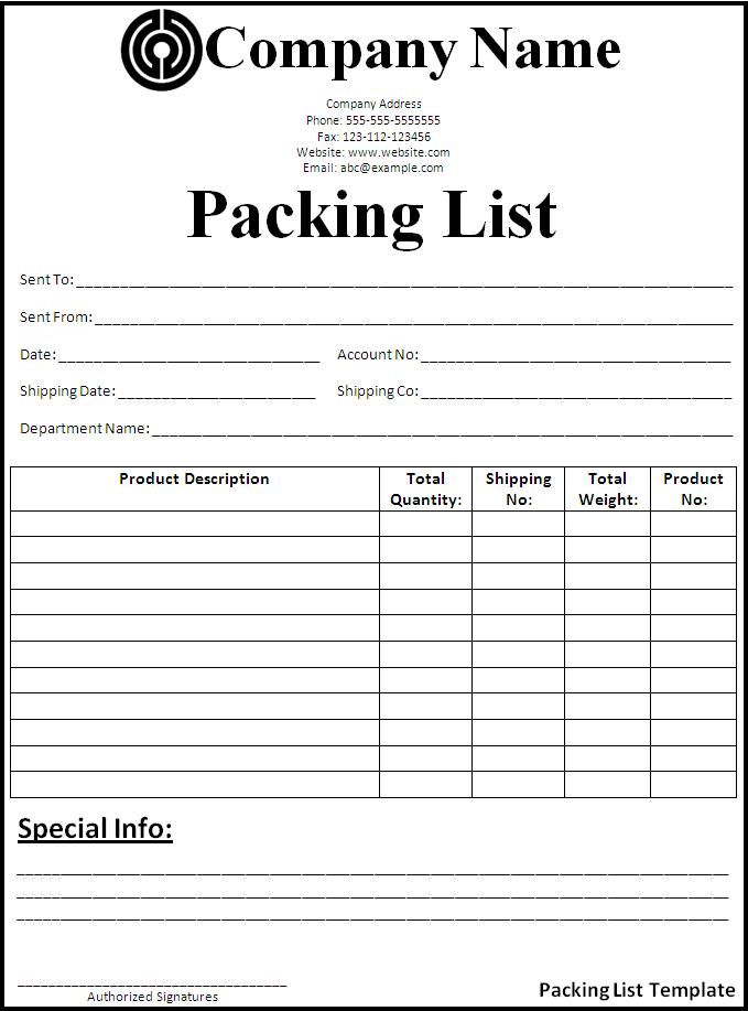 Detail Packing List Template Nomer 7