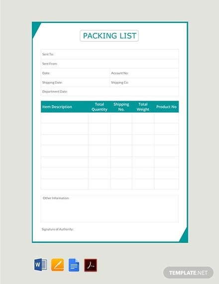 Detail Packing List Template Word Nomer 4