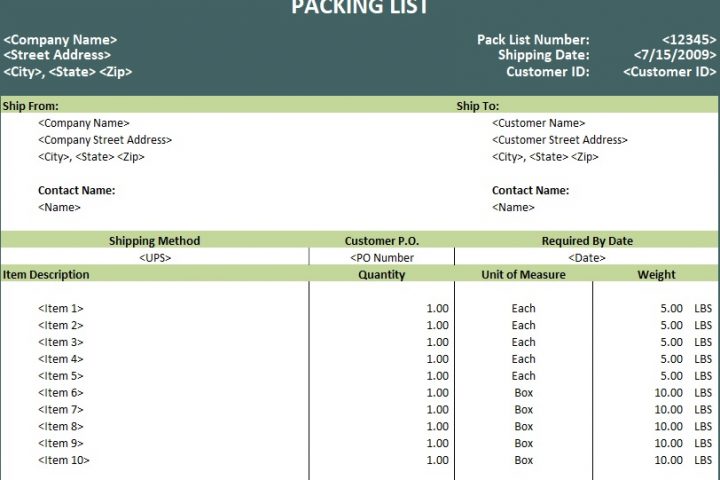 Detail Packing List Template Word Nomer 45