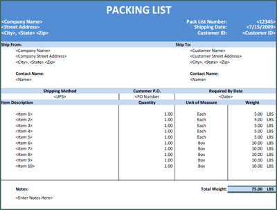 Detail Packing List Template Word Nomer 46