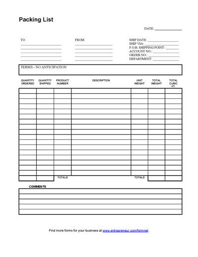 Detail Packing List Template Word Nomer 9