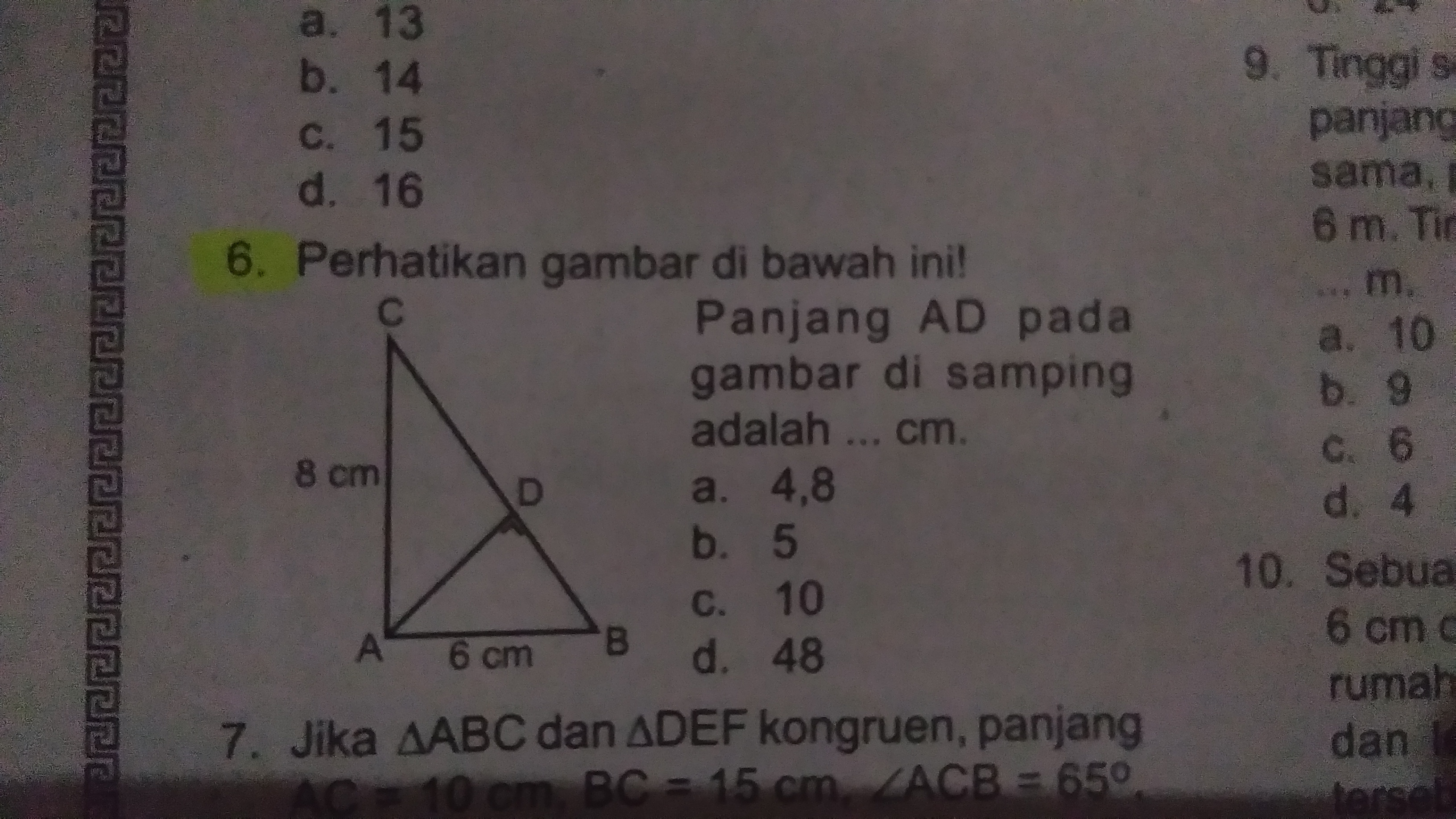 Detail Panjang Ad Pada Gambar Berikut Adalah Nomer 13