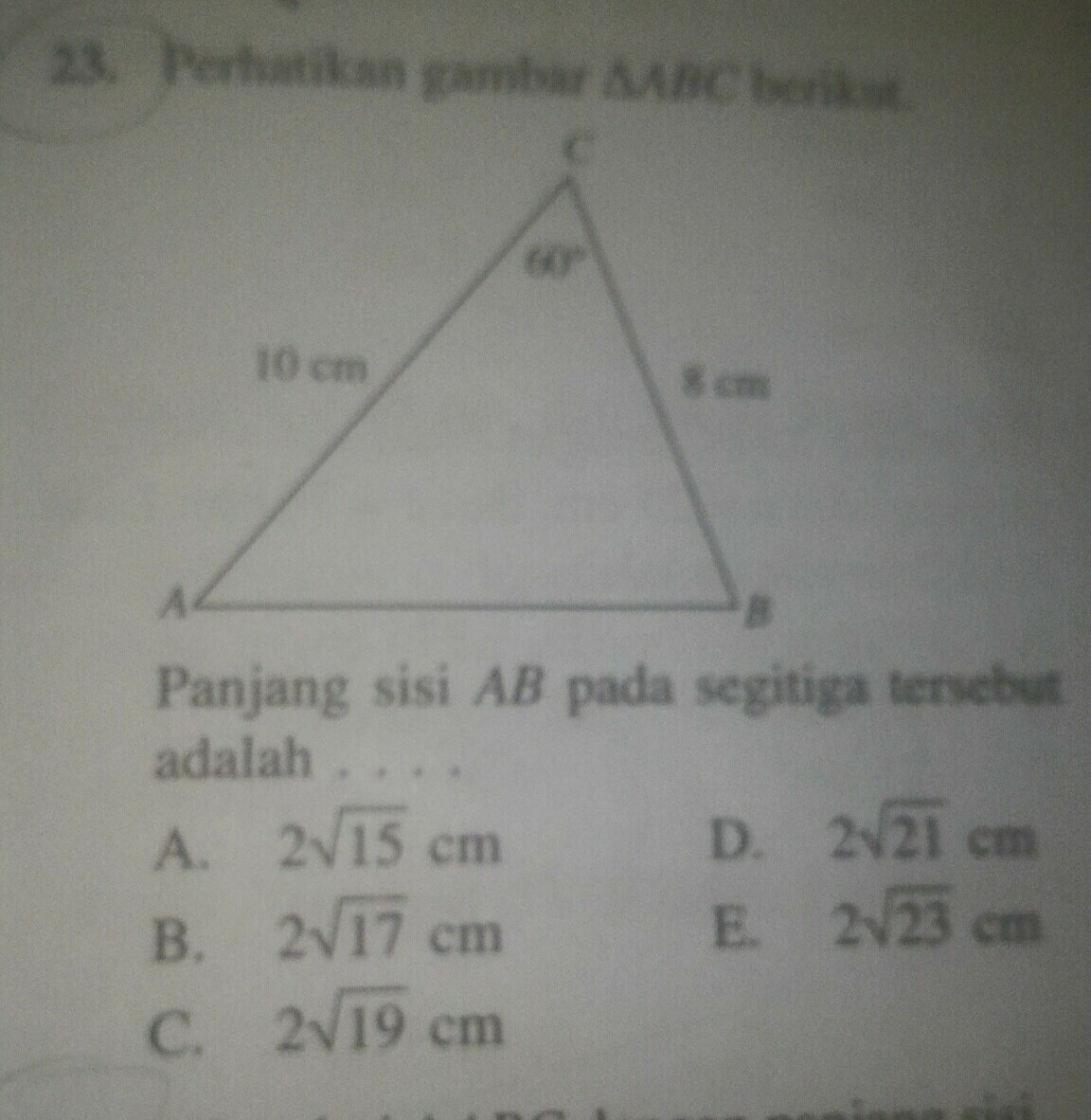 Detail Panjang Sisi Ab Pada Gambar Disamping Adalah Nomer 19