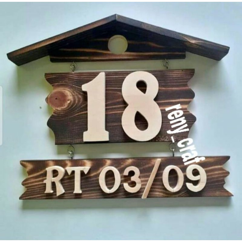 Detail Papan Nomor Rumah Dari Kayu Nomer 18