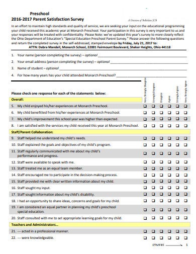 Detail Parent Satisfaction Survey Template Nomer 2