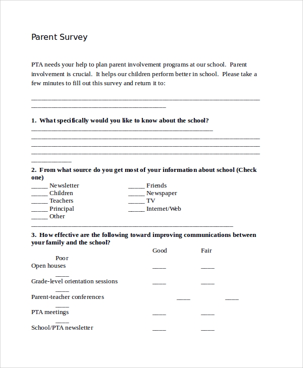 Detail Parent Satisfaction Survey Template Nomer 27