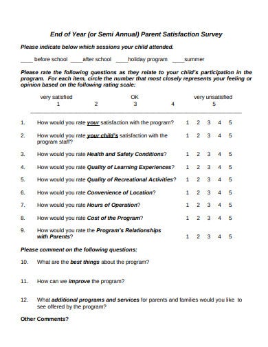 Detail Parent Satisfaction Survey Template Nomer 5