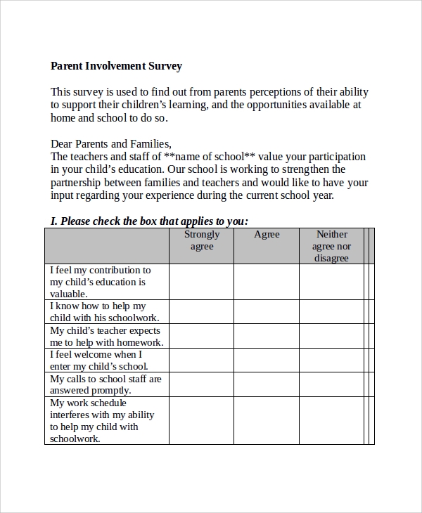 Detail Parent Satisfaction Survey Template Nomer 6