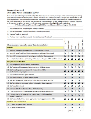 Detail Parent Satisfaction Survey Template Nomer 7