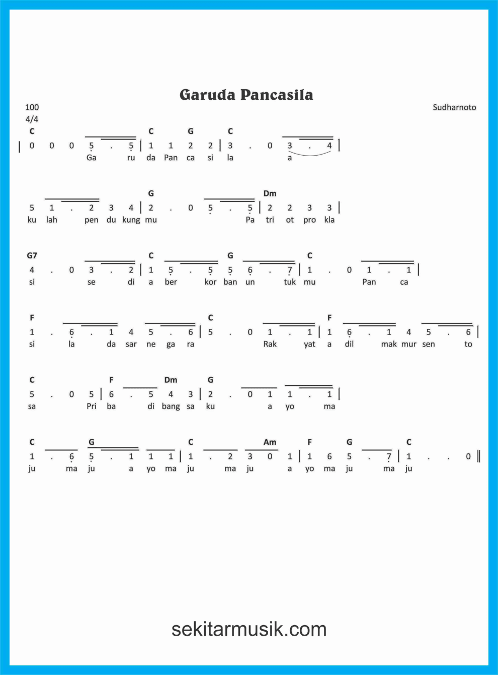 Detail Partitur Garuda Pancasila Nomer 3