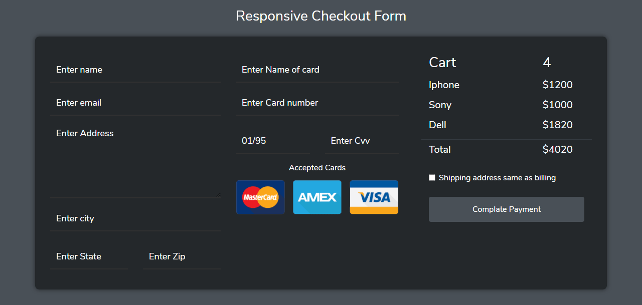 Detail Payment Form Template Bootstrap Nomer 42