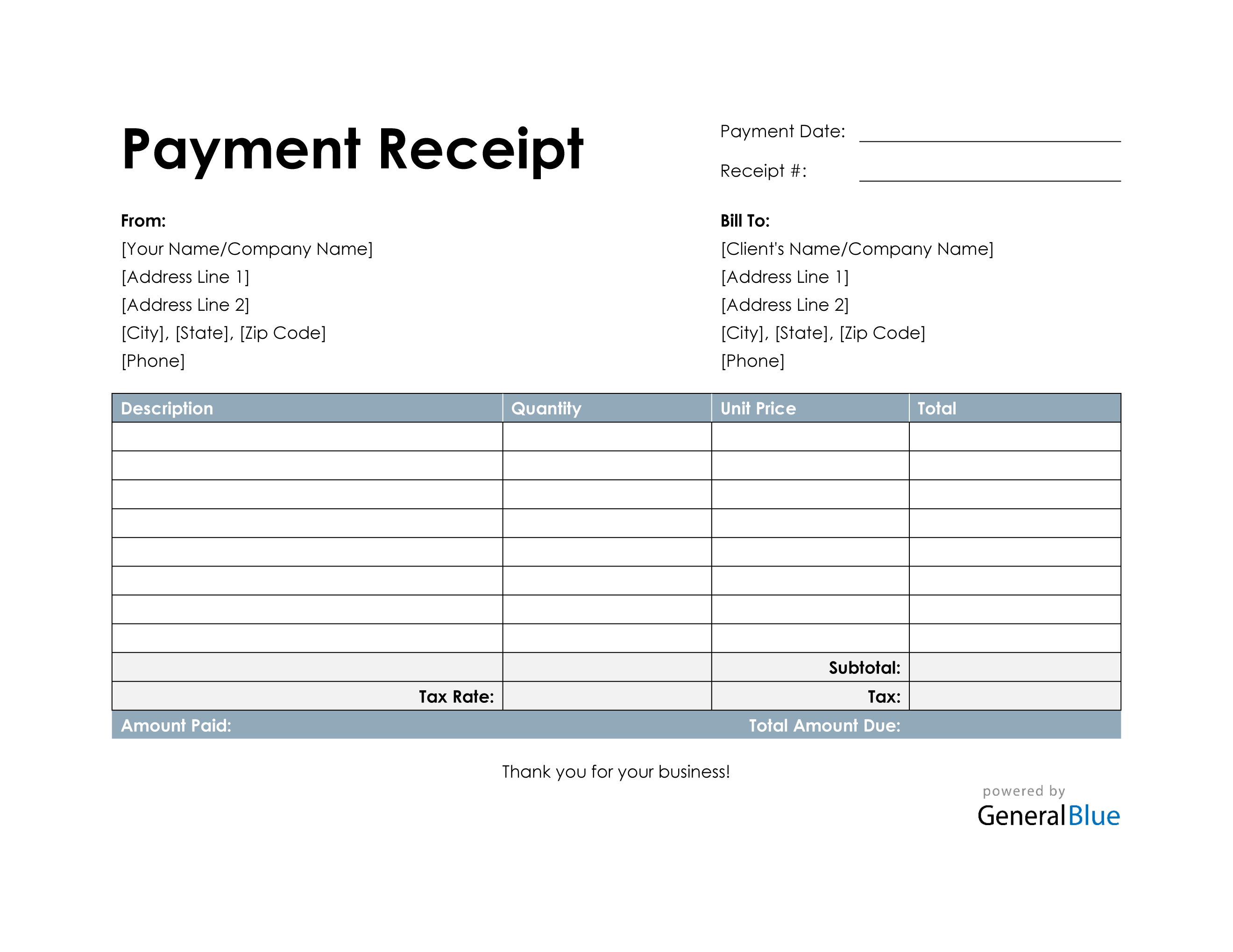 Payment Receipt Template - KibrisPDR