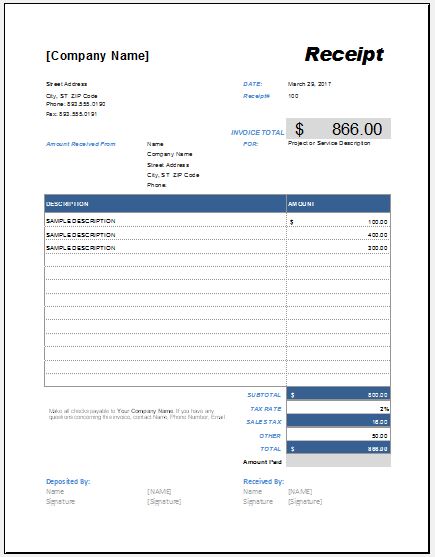 Detail Payment Receipt Template Excel Nomer 11