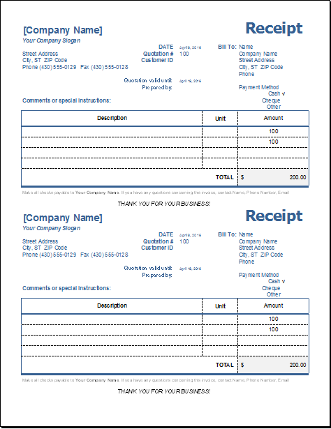 Detail Payment Receipt Template Excel Nomer 23