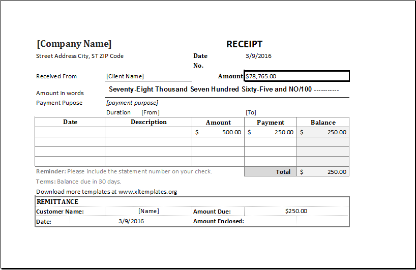 Detail Payment Receipt Template Excel Nomer 31