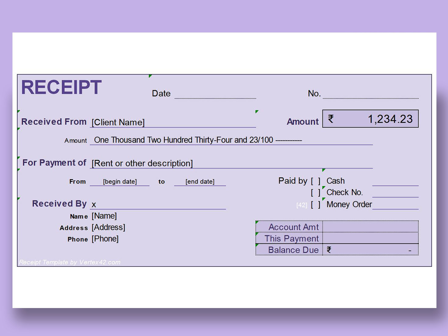 Detail Payment Receipt Template Excel Nomer 42