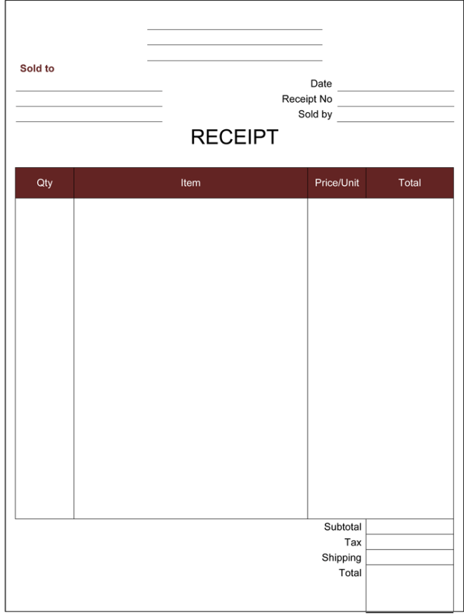 Detail Payment Receipt Template Excel Nomer 54